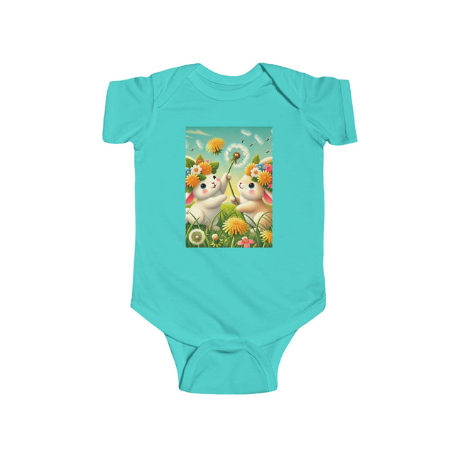 Springtime Bunny Friends Baby Bodysuit – Playful Meadow Bunny Design