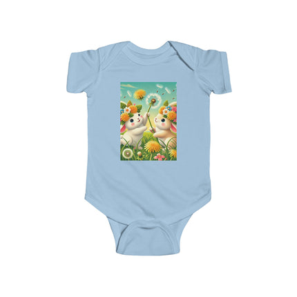 Springtime Bunny Friends Baby Bodysuit – Playful Meadow Bunny Design