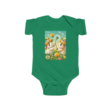 Springtime Bunny Friends Baby Bodysuit – Playful Meadow Bunny Design