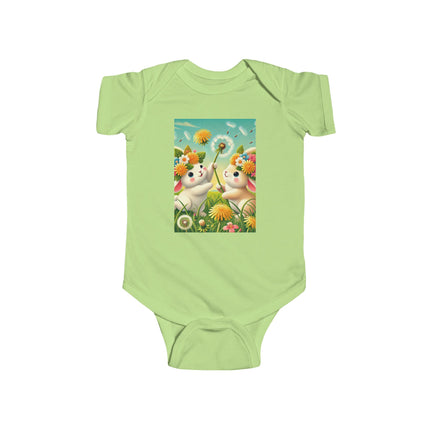 Springtime Bunny Friends Baby Bodysuit – Playful Meadow Bunny Design
