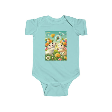 Springtime Bunny Friends Baby Bodysuit – Playful Meadow Bunny Design