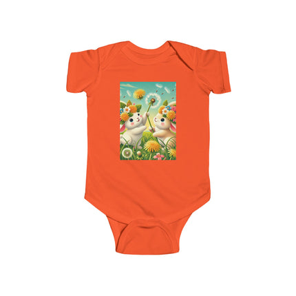 Springtime Bunny Friends Baby Bodysuit – Playful Meadow Bunny Design