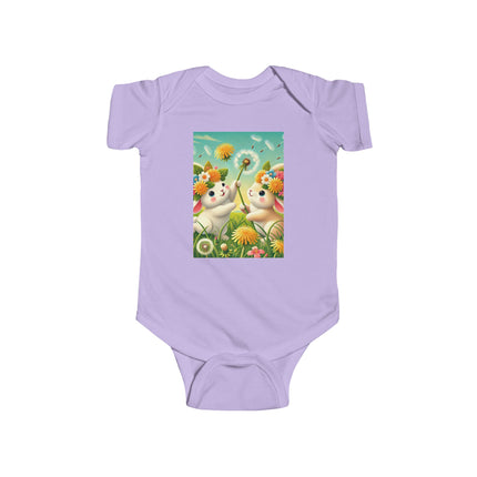 Springtime Bunny Friends Baby Bodysuit – Playful Meadow Bunny Design