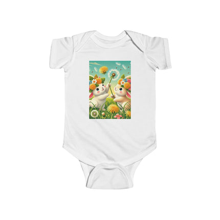 Springtime Bunny Friends Baby Bodysuit – Playful Meadow Bunny Design