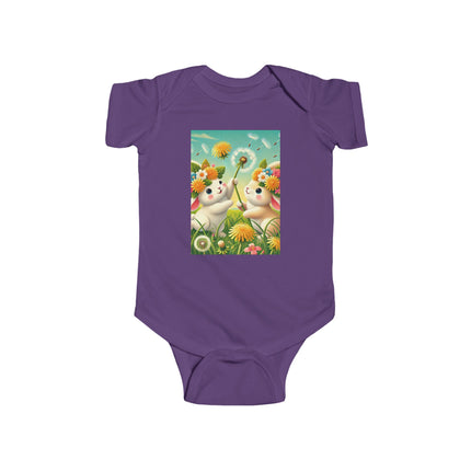 Springtime Bunny Friends Baby Bodysuit – Playful Meadow Bunny Design