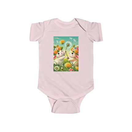 Springtime Bunny Friends Baby Bodysuit – Playful Meadow Bunny Design