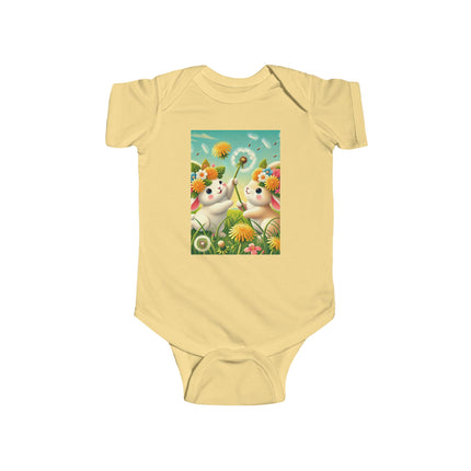 Springtime Bunny Friends Baby Bodysuit – Playful Meadow Bunny Design