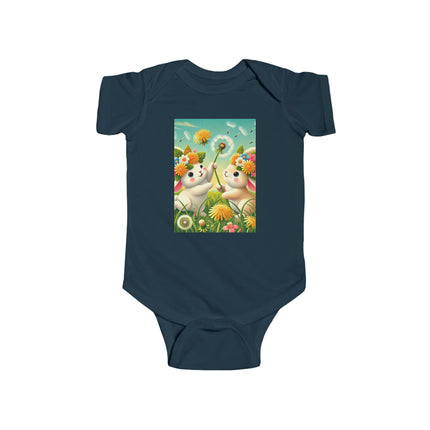 Springtime Bunny Friends Baby Bodysuit – Playful Meadow Bunny Design