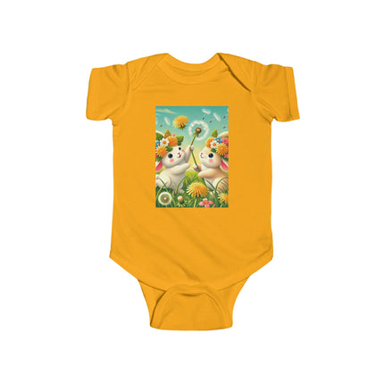 Springtime Bunny Friends Baby Bodysuit – Playful Meadow Bunny Design