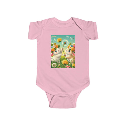 Springtime Bunny Friends Baby Bodysuit – Playful Meadow Bunny Design