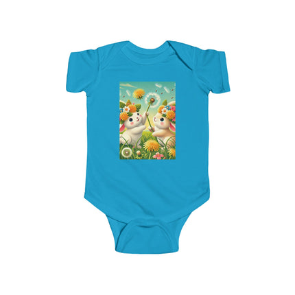 Springtime Bunny Friends Baby Bodysuit – Playful Meadow Bunny Design