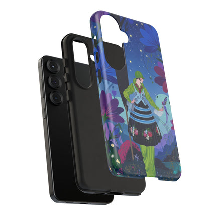 🌸🐦 The Lady Of The Midnight Bird Garden Phone Case – Art Deco Floral Fantasy