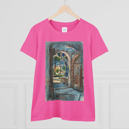 Gate in S. Miniato by Martin Monnickendam Women's Midweight Cotton Tee