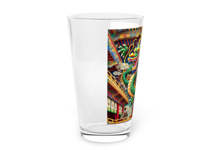Tibetan Dragon Over Kabuki Duel Glass, 16oz