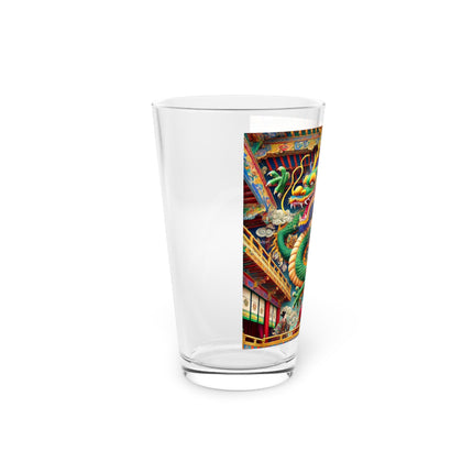 Tibetan Dragon Over Kabuki Duel Glass, 16oz