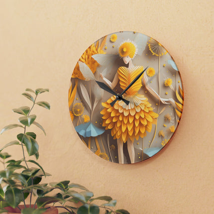 Dandelion Fairy Acrylic Wall Clock, Round and Square