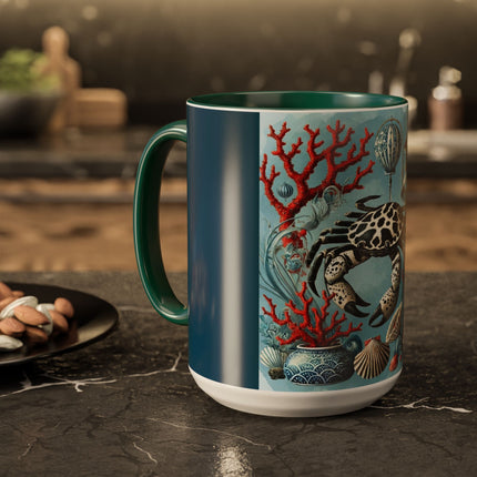 Spotted Crab & Pagoda Colorful Mug – Mystical Ocean & Asian Harmony
