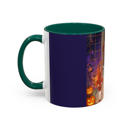 🌙🎃 The Moonlit Parlor Masquerade Colorful Mug – Elegant Halloween Romance
