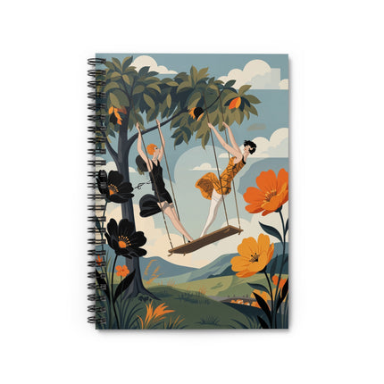 🌳🌺 The Ladies Of The Garden Swing Spiral Notebook – Art Deco Floral Adventure