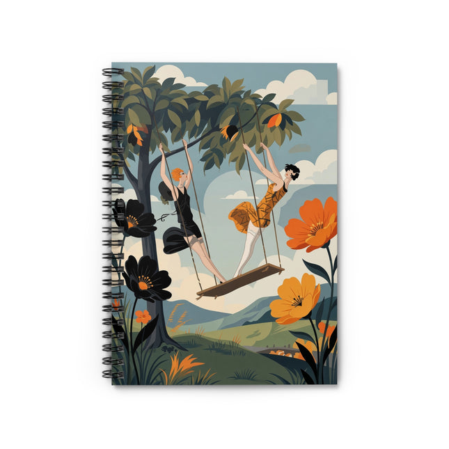 🌳🌺 The Ladies Of The Garden Swing Spiral Notebook – Art Deco Floral Adventure