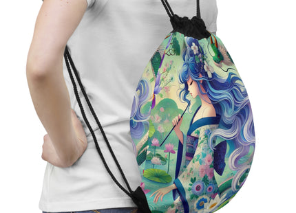 Fairy of the Koi Pond Drawstring Bag
