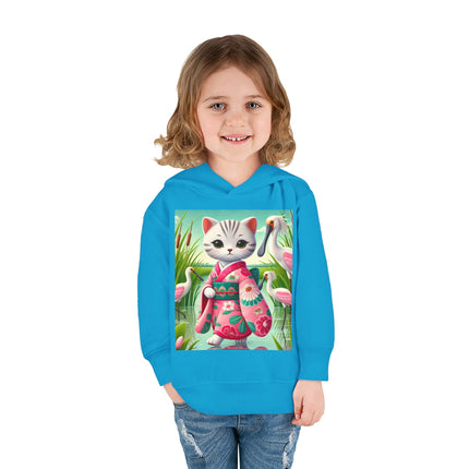 Geisha Kitten Strolls Among the Spoonbills Toddler Pullover Fleece Hoodie