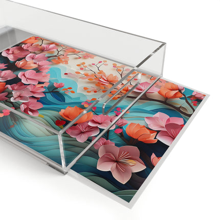 Orange and Pink Bougainvillea Blooms Acrylic Serving Tray