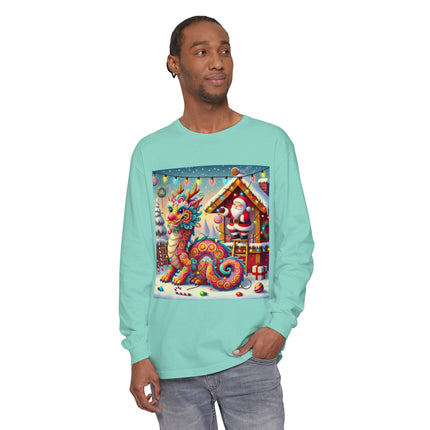 Playful Dragon's Christmas Unisex Garment-dyed Long Sleeve T-Shirt