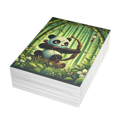 🐼🏹 The Bamboo Forest Archer Greeting Card – Whimsical Animal Adventure