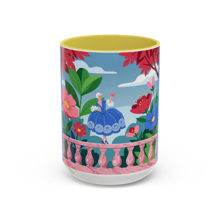 The Lady Of The Blossoming Terrace Colorful Mugs – Art Deco Floral Garden Elegance