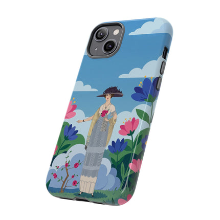 🌸🎩 The Lady Of The Grand Flower Garden Phone Case – Art Deco Fashion Illustration