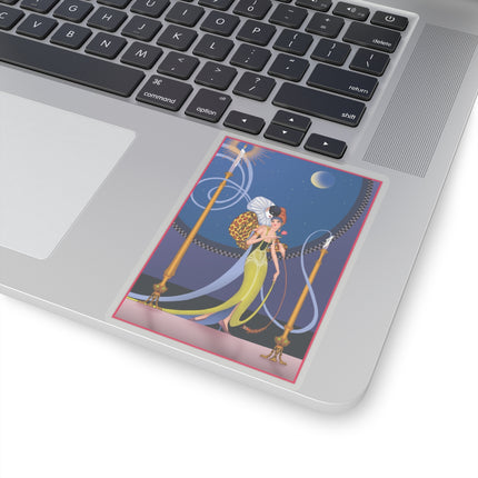 Smoke and Secrets: A Glamorous Encounter in Prohibition Era Kiss-Cut Stickers (4 Sizes)