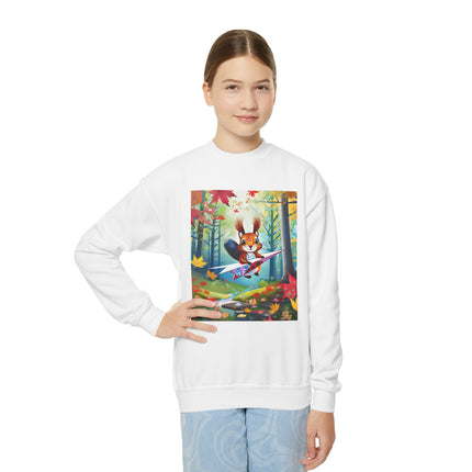Acorn Aviator Youth Crewneck Sweatshirt – Woodland Flight & Playful Imagination