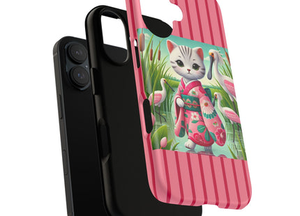 Geisha Kitten Strolls Among the Spoonbills Phone Cases