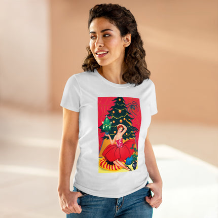 Art Deco Christmas Enchantment Women's Midweight Cotton Tee