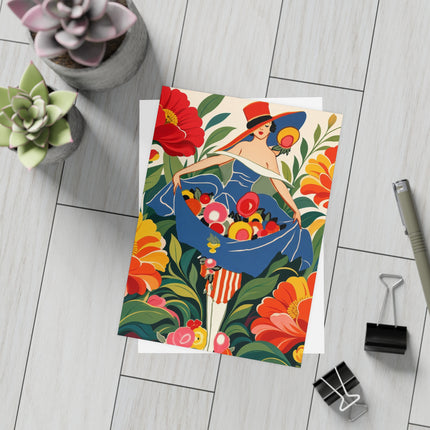 🌺🎩 The Grand Flower Market Postcards With Envelopes – Art Deco Floral Fashion