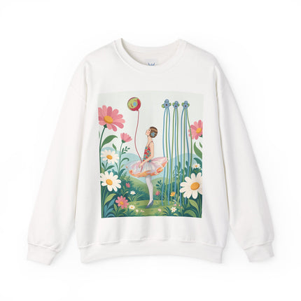 🌼🎈 The Garden Balloon Dancer Crewneck Sweatshirt – Art Deco Floral Whimsy