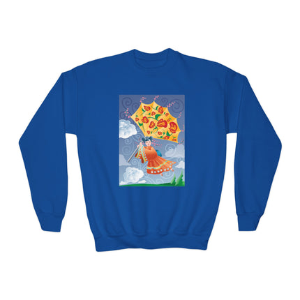 Flight of Blossoms Youth Crewneck Sweatshirt – Freedom, Imagination & Joyful Flight