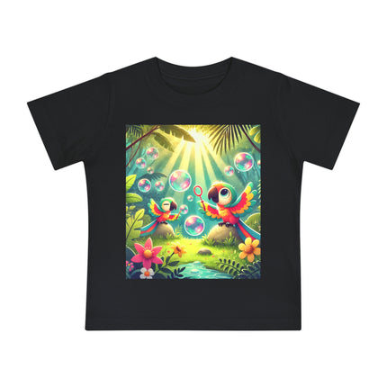 Parrots and Bubbles Baby T-Shirt – Tropical Color & Playful Joy