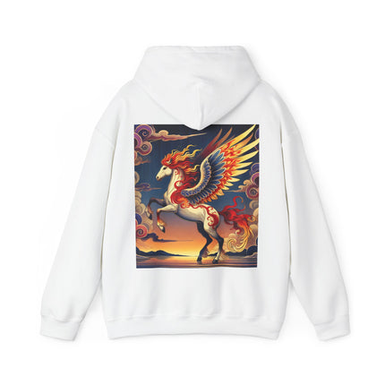 Flame-Winged Horse at Sunset – Heavy Blend™ Hooded Sweatshirt