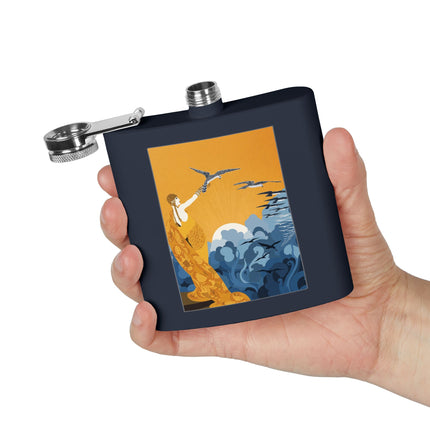Falcon Mistress Stainless Steel Flask – Art Deco Majesty & Mythic Freedom