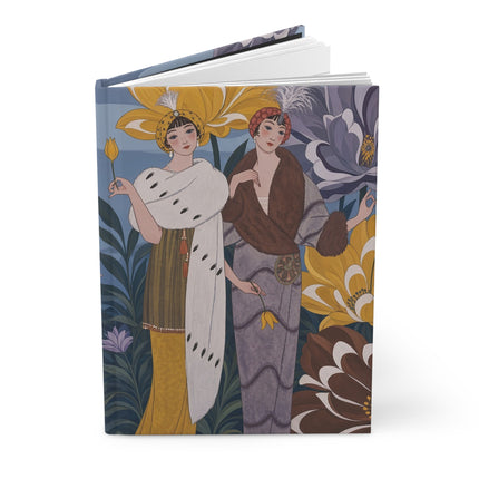 🌼💜 The Golden Blossom Fashion Duo Hardcover Journal – Art Deco Floral Elegance