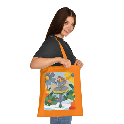 🌼❄️ The Winter Flower Wanderer Cotton Tote Bag – Colorful Winter Fantasy