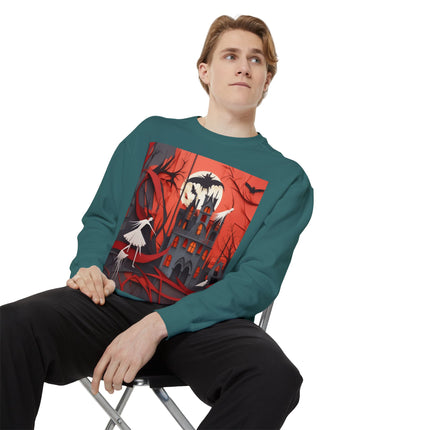 Halloween Night Scene Unisex Garment-Dyed Sweatshirt