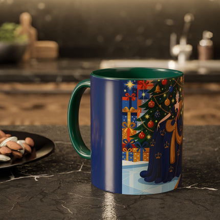 👑🎄 The Christmas Queen Of Golden Bells Colorful Mug – Art Deco Holiday Elegance