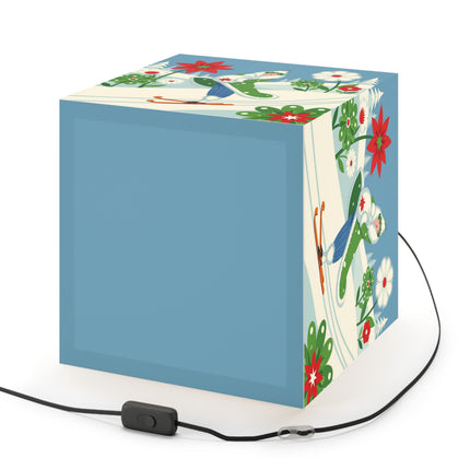 🎿❄️ The Winter Garden Skier Light Cube Lamp – Whimsical Holiday Fantasy
