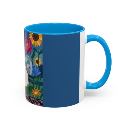 The Lady Of The Golden Parasol Colorful Mugs – Art Deco Botanical Elegance