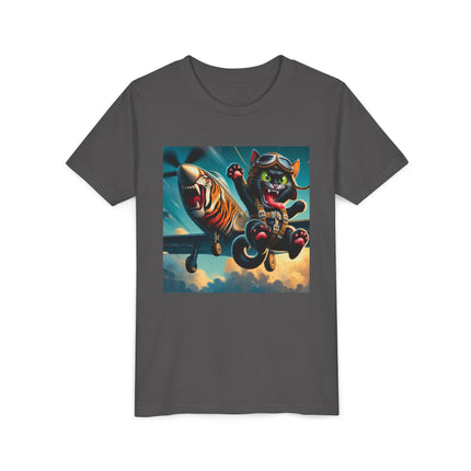 Parachuting Cat Commando Youth Short Sleeve Tee