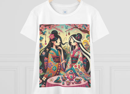 Fairies in Kimonos at Tea Among Blossoms Cotton Tee