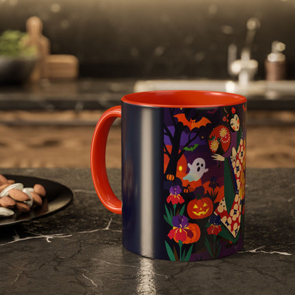 🌙🎃 The Moonlit Garden Masquerade Colorful Mug – Floral Halloween Charm